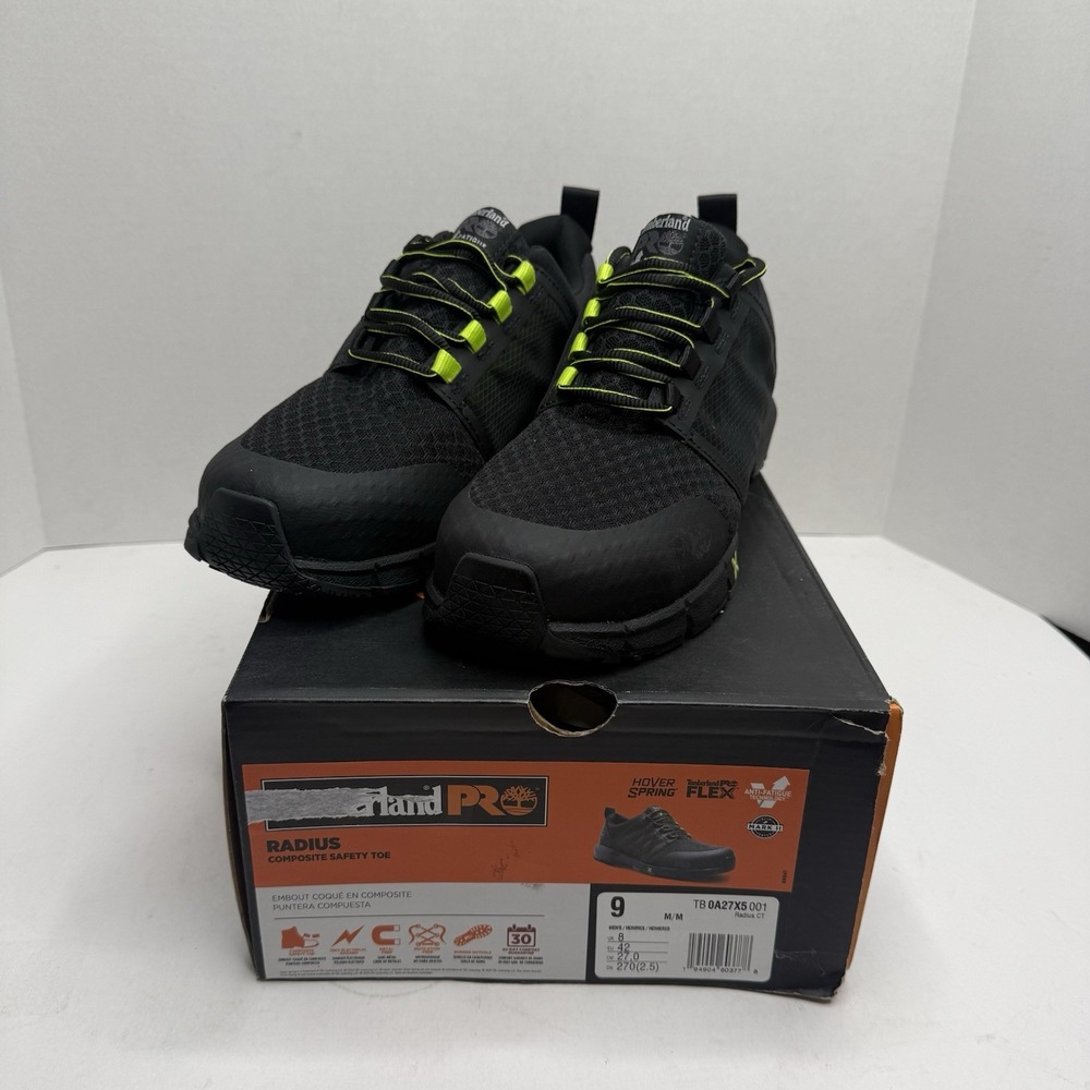 NEW Timberland PRO Radius Composite Toe Work Shoes Mens 9 Black TB0A27X5 001